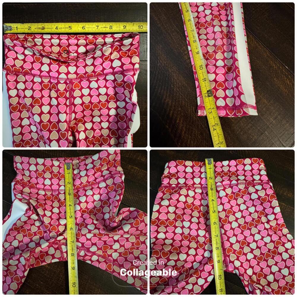 GapFit Hearts Crop Leggings Pink Red White Girls Size S 6 7 Activewear Sporty - Picture 9 of 9